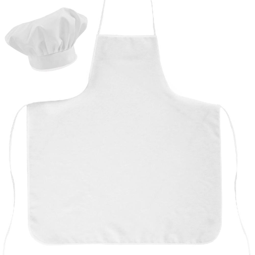 Avental De Cozinha 79cm X 68cm Grande Com Chapéu Liso Tecido Oxford - Branco