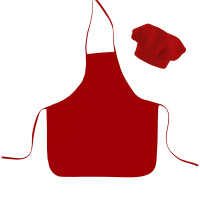 Avental Infantil 45cm X 40cm Liso Com Chapéu Tecido Oxford - Vermelho