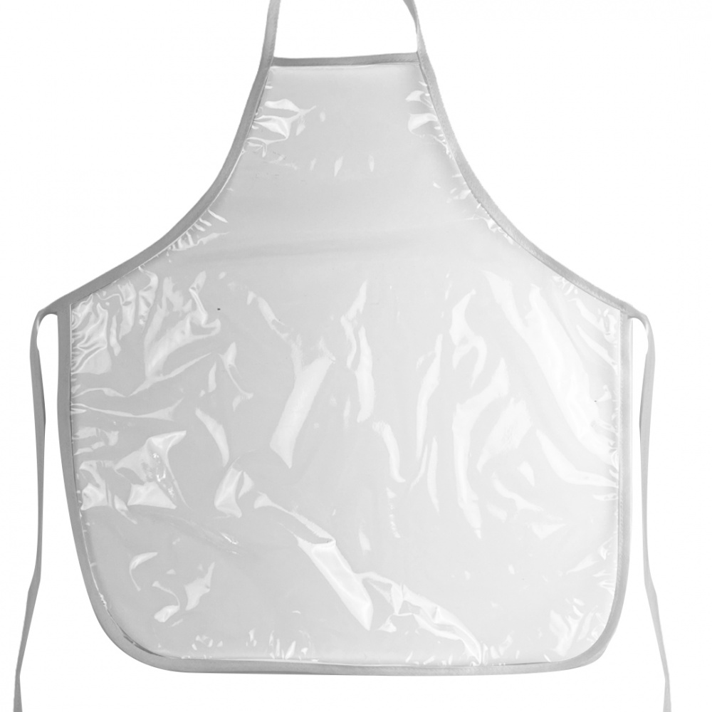 Avental Infantil Plástico 45cm X 40cm Transparente Com Viés - Branco