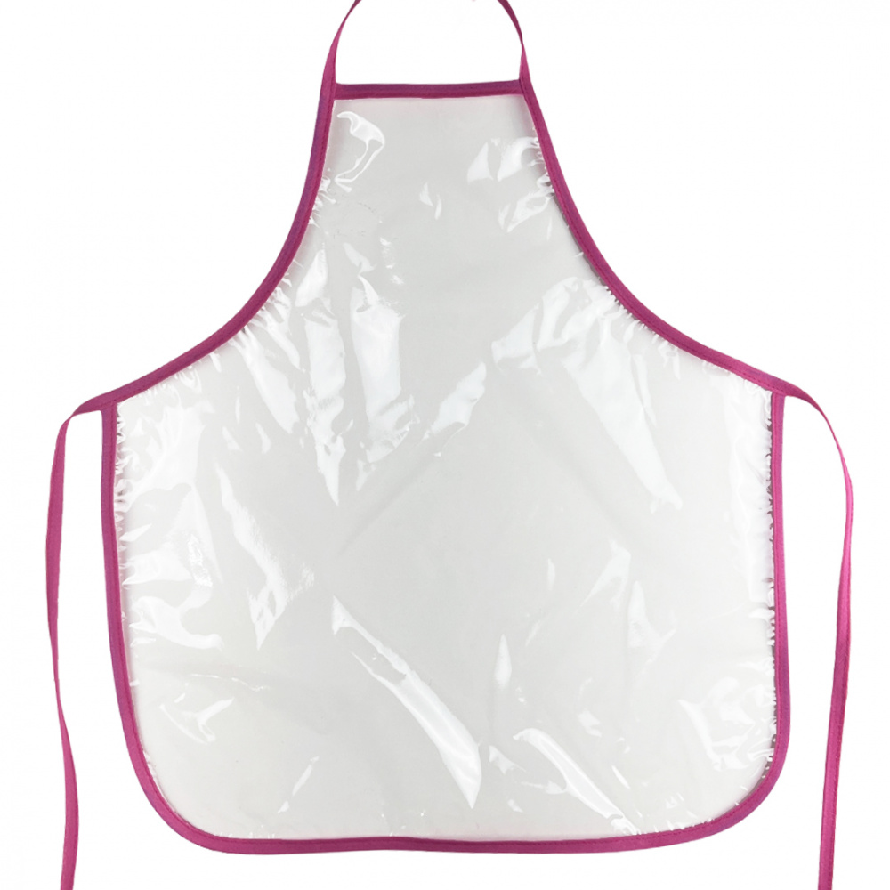 Avental Infantil Plástico 45cm X 40cm Transparente Com Viés - Pink