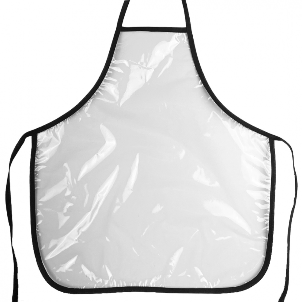 Avental Infantil Plástico 45cm X 40cm Transparente Com Viés - Preto