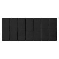 Cabeceira Casal Em Formato Linea Tecido Suede Com Módulo Estofado Kit 7 Peças - Preto