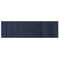Cabeceira King Em Formato Linea Tecido Suede Com Módulo Estofado Kit 10 Peças - Azul Marinho