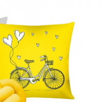 Capa De Almofada Moderna Com Zíper 43cm x 43cm + Almofada De Nó Escandinavo - Bike Amarela