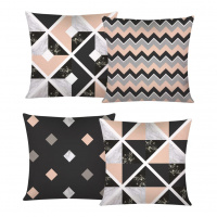 Capa De Almofada Moderna Com Zíper 43cm x 43cm Kit Com 04 Peças - Geometrica