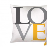 Capa De Almofada Moderna Com Zíper 43cm x 43cm Kit Com 04 Peças - Love Amarelo