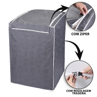 Capa Para Máquina De Lavar Roupa Tamanho P = 59cm x 65cm x 101cm - Cinza