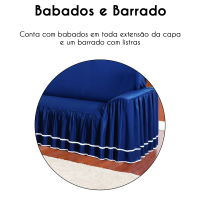 Capa Protetora De Sofá Microfibra Com Babado 2 Lugares Dalia - Azul