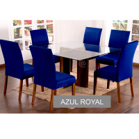 Capas Para Cadeiras De Jantar 04 Peças Em Malha Gel Lisa - Azul Royal