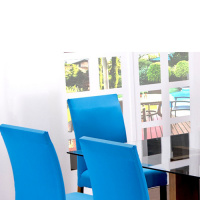 Capas Para Cadeiras De Jantar 04 Peças Em Malha Gel Lisa - Azul Tiffany