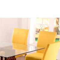 Capas Para Cadeiras De Jantar 08 Peças Em Malha Gel Lisa - Amarelo