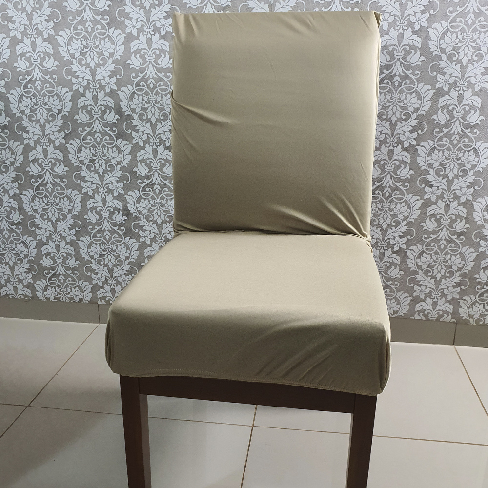 Capas Para Cadeiras De Jantar 08 Peças Em Malha Gel Lisa Avelã