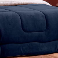 Coberdrom Casal King 2,60m X 2,40m Manta Microfibra E Sherpa Lã Pele de Carneiro Fuji - Azul Marinho