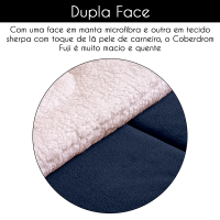 Coberdrom Casal King 2,60m X 2,40m Manta Microfibra E Sherpa Lã Pele de Carneiro Fuji - Azul Marinho