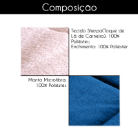 Coberdrom Casal King 2,60m X 2,40m Manta Microfibra E Sherpa Lã Pele de Carneiro Fuji - Azul Royal