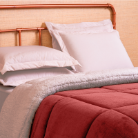 Coberdrom Casal King 2,60m X 2,40m Manta Microfibra E Sherpa Lã Pele de Carneiro Fuji - Vermelho