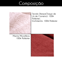Coberdrom Casal King 2,60m X 2,40m Manta Microfibra E Sherpa Lã Pele de Carneiro Fuji - Vermelho