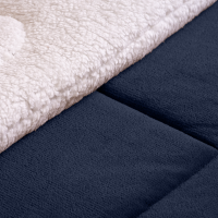 Coberdrom Casal Queen 2,20m X 2,40m Manta Microfibra E Sherpa Lã Pele de Carneiro Fuji - Azul Marinho