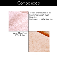Coberdrom Solteiro 2,40m X 1,60m Manta Microfibra E Sherpa Lã Pele de Carneiro Maya - Bege