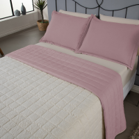 Cobertor Cobre Leito Queen Com Sherpa Dupla Face Kit 03 Peças - Rosê
