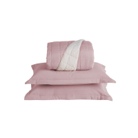 Cobertor Cobre Leito Queen Com Sherpa Dupla Face Kit 03 Peças - Rosê