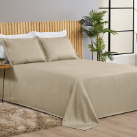 Cobre Leito Casal King Liso 03 Peças Tecido Piquet  Arezzo - Cáqui