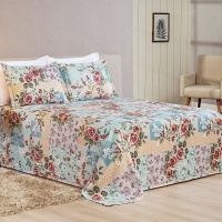 Cobre Leito Casal Queen Estampado 03 Peças Tecido Piquet  Arezzo - Patchwork Tiffany