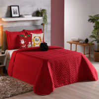 Cobre Leito Casal Queen Fininho 8 Peças Natal - Vermelho 2