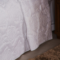 Cobre Leito Casal Queen Matelado Rosas Ultrassônico Microfibra 03 Peças - Branco