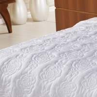 Cobre Leito Casal Queen Matelado Rosas Ultrassônico Microfibra 03 Peças - Branco