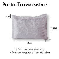 Cobre Leito Casal Queen Matelado Rosas Ultrassônico Microfibra 03 Peças - Branco