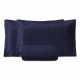 Cobre Leito Queen Matelado Liso Percal 200 Fios 03 Peças Tous Les Jours - Azul Marinho