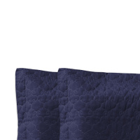 Cobre Leito Queen Matelado Liso Percal 200 Fios 03 Peças Tous Les Jours - Azul Marinho