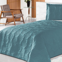 Cobre Leito Solteiro Matelado Rosas Ultrassônico Microfibra 02 Peças - Azul