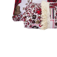 Colcha De Piquet Com Franja Casal Padrão Estampada Kit 03 Peças Megan - Patchwork Vermelho