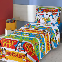 Colcha Infantil Solteiro Kit 05 Peças Personagens Da Disney - Mickey Amigos