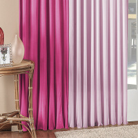 Cortina Alana Tecido Malha 3,00M x 2,50M Para Varão Simples - Pink/Rosa