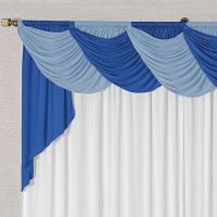 Cortina Com Bandô Jennifer Em Malha Gel 4,00M x 2,60M Para Varão Duplo - Azul/Royal/Branco