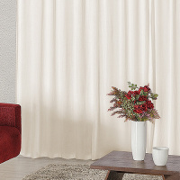 Cortina Com Bandô Jennifer Em Malha Gel 4,00M x 2,60M Para Varão Duplo - Tabaco/Avelã/Palha