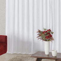 Cortina Com Bandô Jennifer Em Malha Gel 4,00M x 2,60M Para Varão Duplo - Vermelho/Cinza/Branco