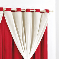 Cortina Dani Tecido Malha Com Voal 3,00M x 2,80M Para Varão Simples - Vermelho