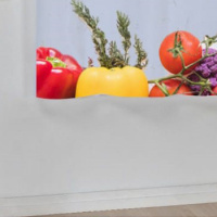 Cortina De Cozinha Estampada Tecido Oxford 2,20M x 1,45M Para Varão Simples - Fruta E Legumes