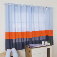 Cortina Para Quarto De Bebê 2,70m x 1,50m Para Varão Simples Tecido Misto Menino Raposinha - Azul Claro