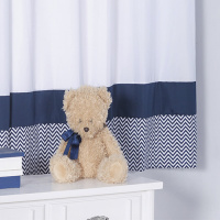 Cortina Para Quarto De Bebê 2,70m x 1,50m Para Varão Simples Tecido Misto Menino Sonho Encantado - Azul Marinho