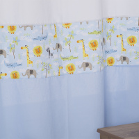 Cortina Para Quarto De Bebê 2,70m x 1,50m Para Varão Simples Tecido Misto Savana - Azul Claro