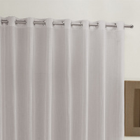 Cortina Voal Linho Com Ilhós Cromado 2,00M x 1,70M Para Varão Simples - Cinza