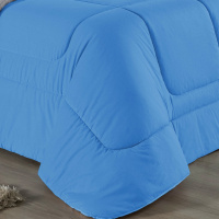 Edredom Casal 100% Algodão Em Malha Fio 30/1 Dupla Face Kit 03 Peças - Azul Turquesa Com Cinza