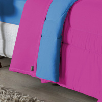 Edredom Casal 100% Algodão Em Malha Fio 30/1 Dupla Face Kit 03 Peças - Pink Com Azul Turquesa