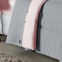 Edredom Casal 100% Algodão Em Malha Fio 30/1 Dupla Face Kit 04 Peças - Rosa Com Cinza