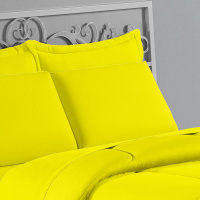 Edredom Casal 100% Algodão Em Malha Fio 30/1 Dupla Face Kit 05 Peças - Amarelo